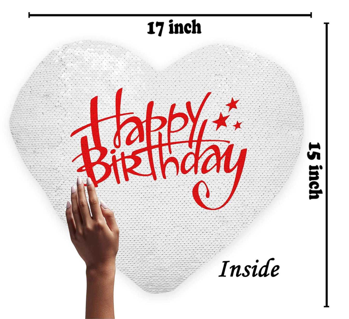 yooneck white heart magic sequin photo cushion - yooneck