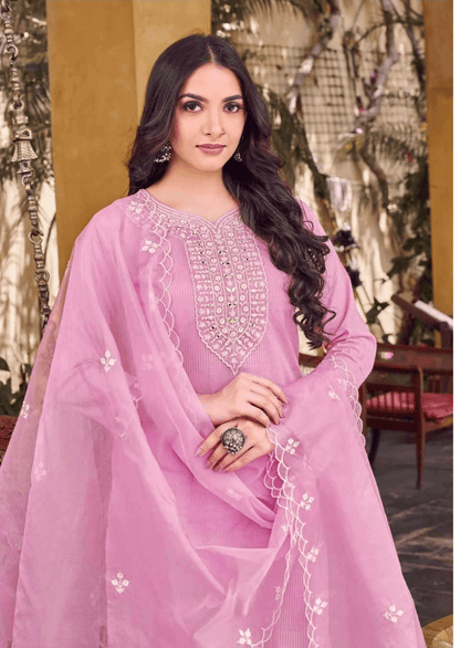 Zarmina Blush Mauve Embroidered Lawn Ensemble Suit Set - Yooneck