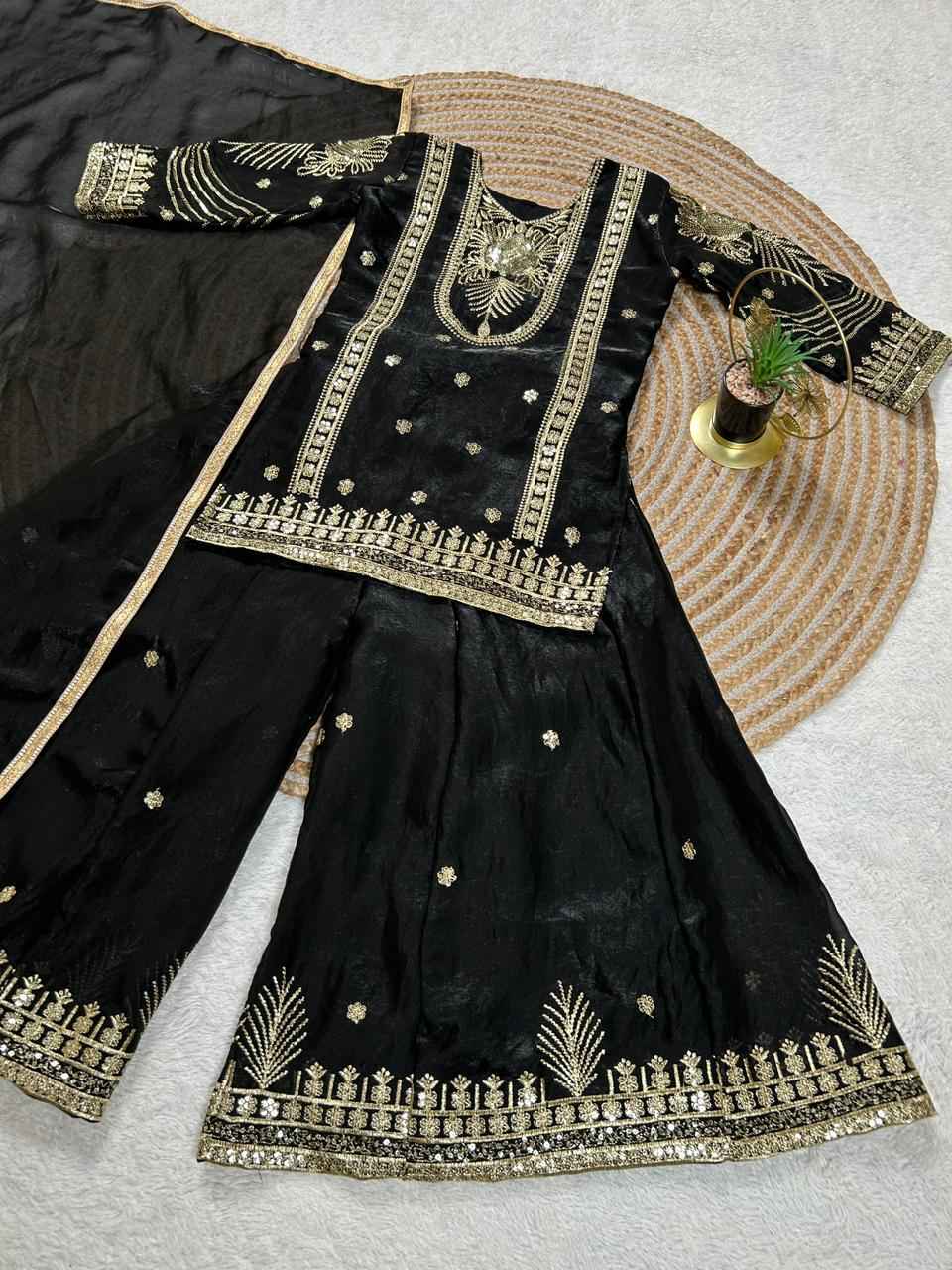 Zeenat Embroidered Ethnic Plazzo Set with Dupatta - Yooneck