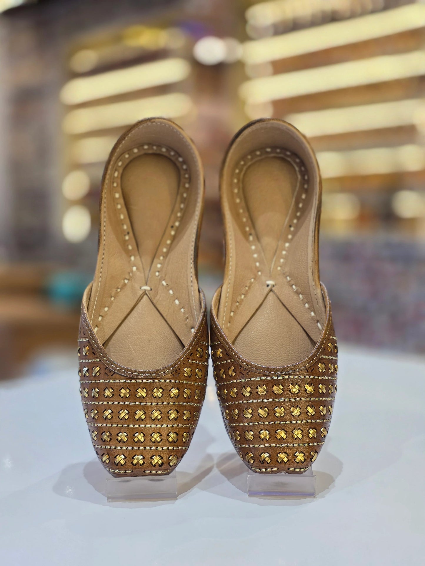 ziya studded leather jutti - yooneck