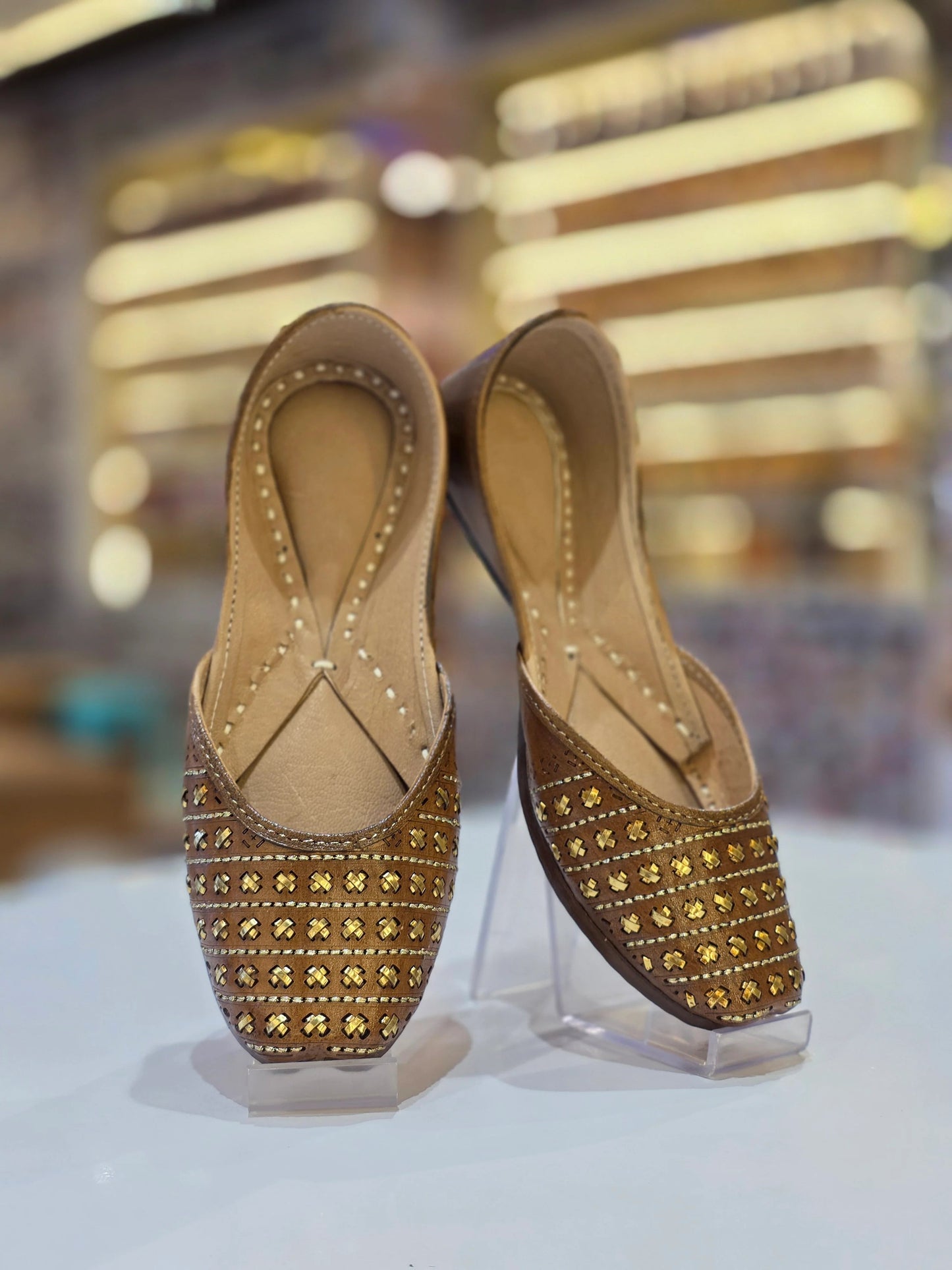 ziya studded leather jutti - yooneck